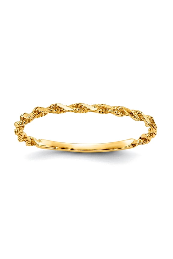 14k Yellow Gold Solid Polished Sparkle-Cut Textured Rope Band Ring Size 6.00 Ring for Women and Men