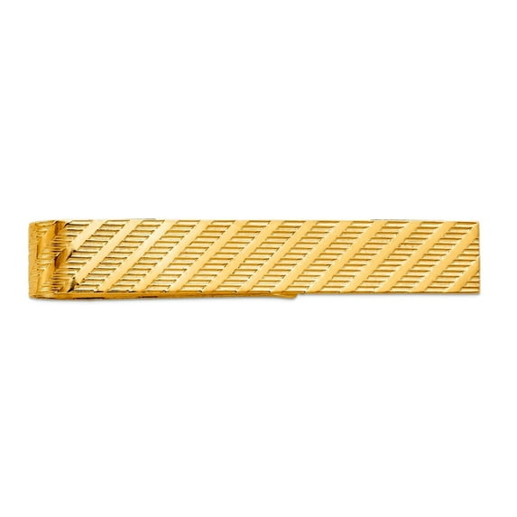 14k Yellow Gold Solid Polished Tie Bar 50x8mm Wide Tie Clip for Men - 5.1 Grams
