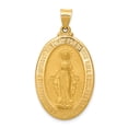 thumbnail image 1 of 14k Yellow Gold Solid Polished and Satin Miraculous Medal Charm Pendant, 1 of 2