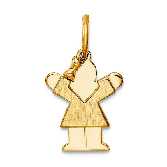 14k Yellow Gold Solid Polished and satin Mini Charm 18x9mm Wide Pendant Necklace for Women