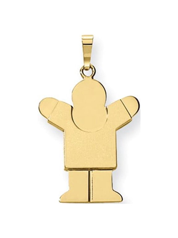 14k Yellow Gold Solid Satin Engravable Boy Charm