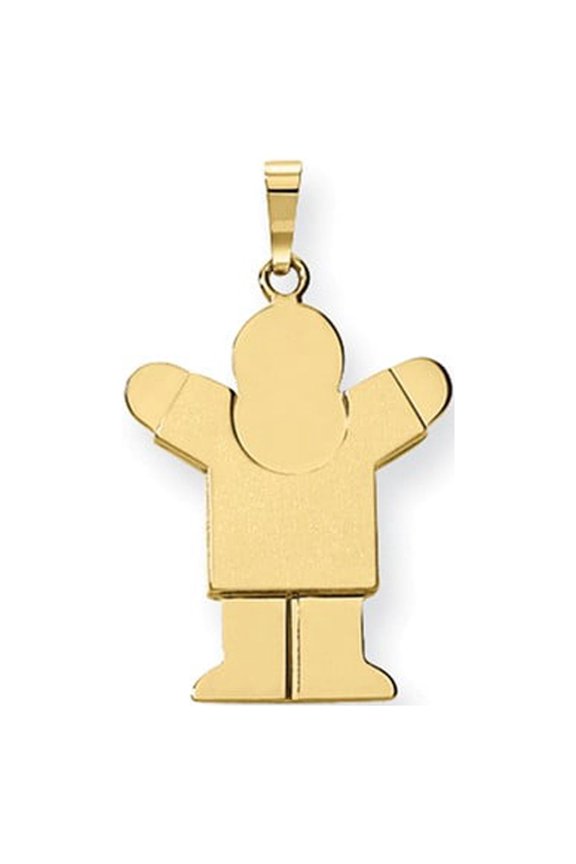 14k Yellow Gold Solid Satin Engravable Boy Charm