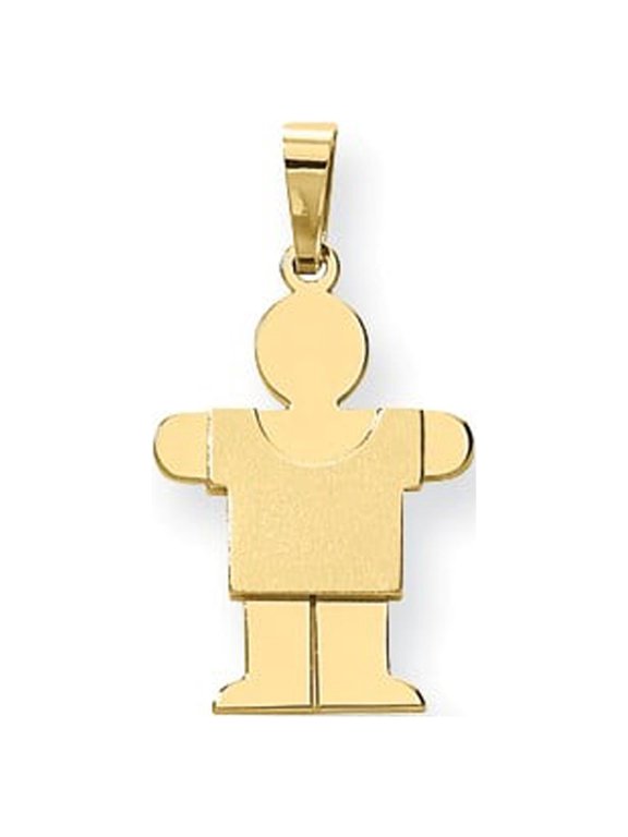 14k Yellow Gold Solid Satin Engravable Boy Charm
