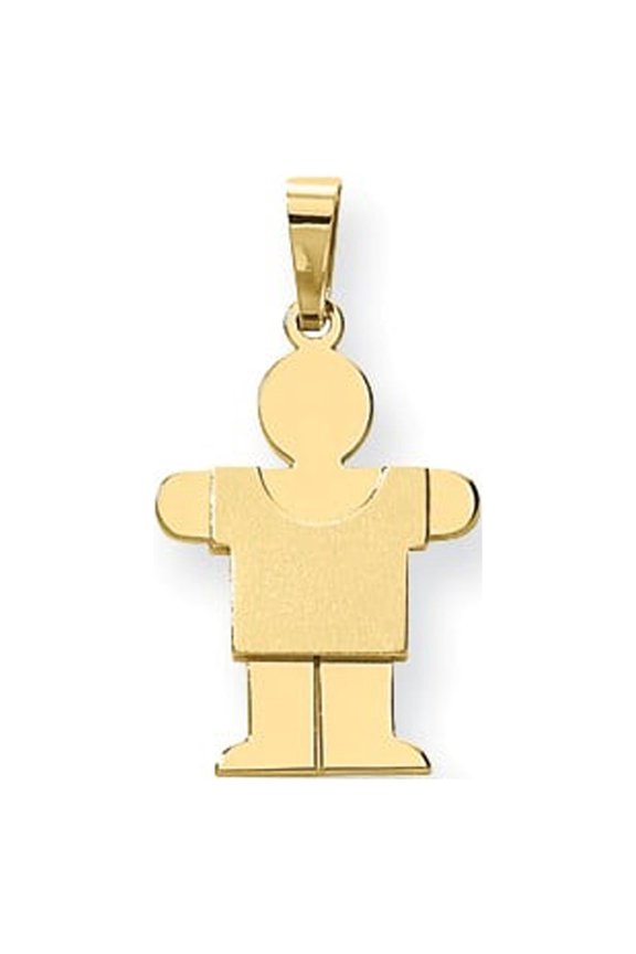 14k Yellow Gold Solid Satin Engravable Boy Charm