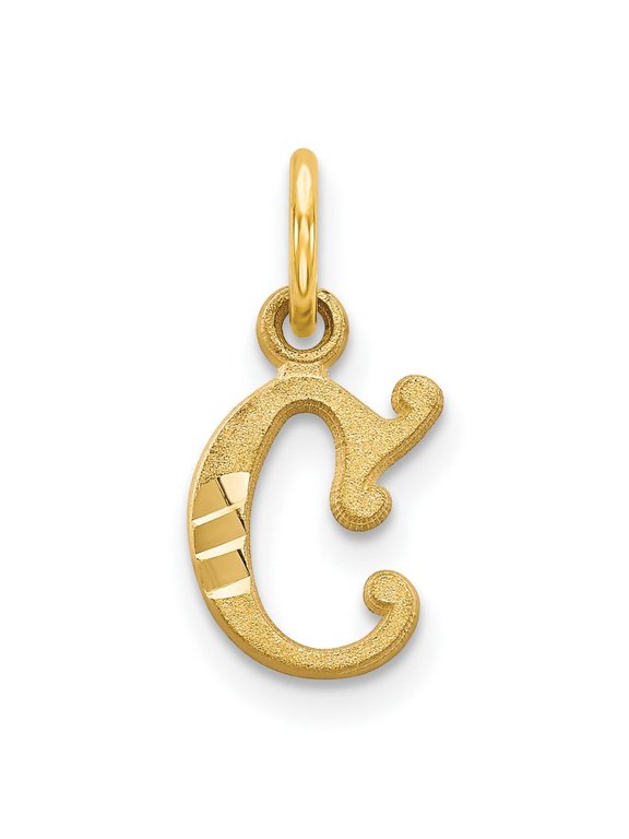 14k Yellow Gold Solid Satin Letter Name Personalized Monogram Initial C Charm Pendant Necklace Measures 16.8x7.9mm - Bea
