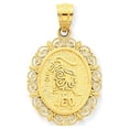 thumbnail image 1 of 14k Yellow Gold Solid Satin Polished Leo Zodiac Oval Pendant, 1 of 4