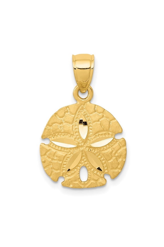 14k Yellow Gold Solid Satin Sand Dollar Pendant Necklace Measures 23.1x15.3mm - Pendant for Women