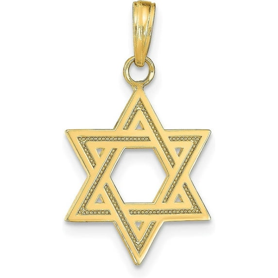 14k Yellow Gold Solid Satin Star of David Charm - 25mm