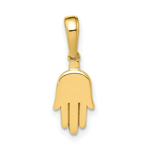 14k Yellow Gold Solid Small Solid Hamsa Charm Pendant