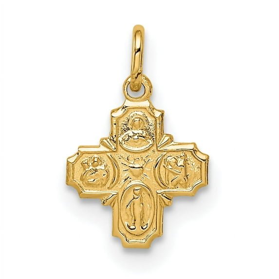 14k Yellow Gold Solid Solid Polished Tiny 4-Way Medal Charm Pendant