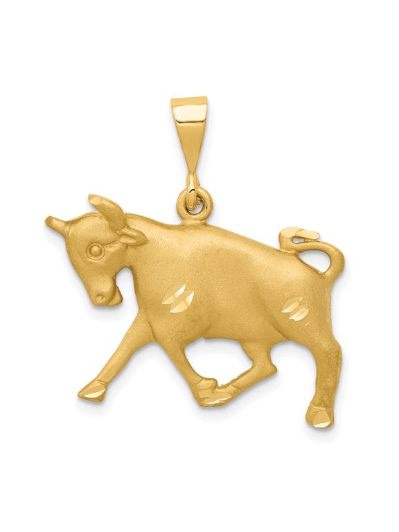 14k Yellow Gold Solid Taurus Zodiac Charm Pendant