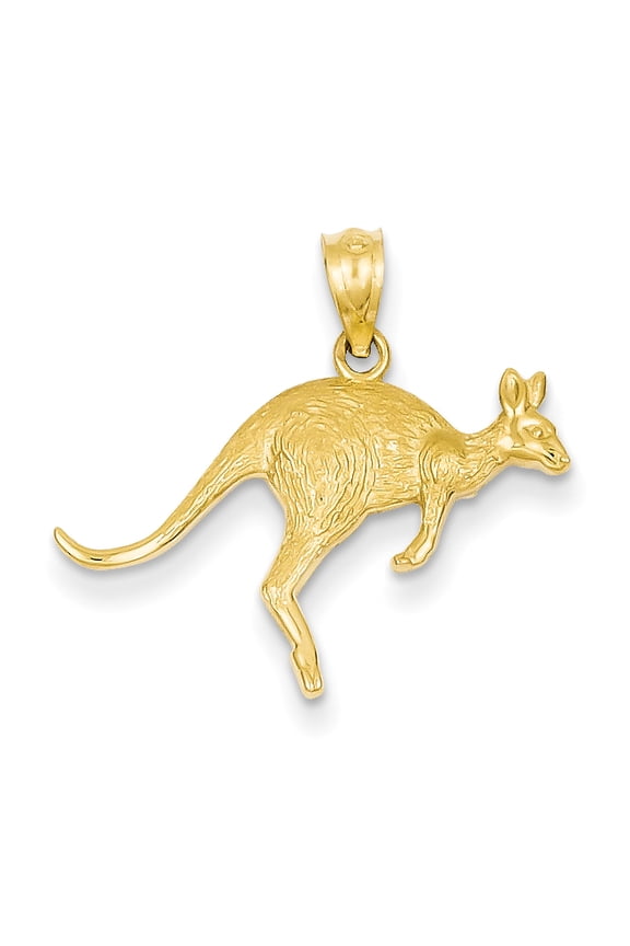 14k Yellow Gold Solid Textured Kangaroo Charm Pendant