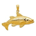 thumbnail image 1 of 14k Yellow Gold Solid Textured Polished RedFish Pendant Necklace 27.2x37.1mm Pendant for Women, 1 of 2