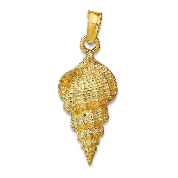 14k Yellow Gold Solid Textured Polished Conch Shell Pendant Necklace 24.1x9.8mm Pendant for Women