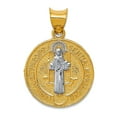 thumbnail image 1 of 14k Yellow Gold Solid Textured Polished Reversible With Rhodium Circle St.benedict Medal Pendant Necklace 21.5x15.2mm Wi, 1 of 2