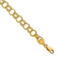 thumbnail image 1 of 14k Yellow Gold Solid Triple Link Charm Bracelet 8 Inch Lobster Claw 7mm Wide Link Charm Bracelet for Women, 1 of 2