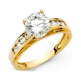 thumbnail image 1 of 14k Yellow Gold Solitaire CZ Engagement Ring Anniversary Round CZ Band Channel Set Side Stones Size 8.5, 1 of 1