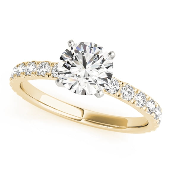 14k Yellow Gold Solitaire Engagement ring with center 0.50ct Diamond and 0.32ct of side Diamonds
