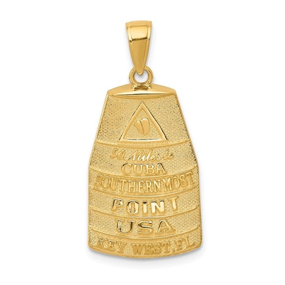 14k Yellow Gold Southern Most Point USA Key West Pendant - 2.3 Grams - Measures 29x14mm Wide