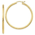 thumbnail image 1 of 14k Yellow Gold Sparkle-Cut 2mm Round Tube Hoop Earrings - 2.2 Grams - Measures 36x36mm, 1 of 4