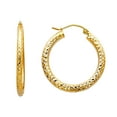 thumbnail image 1 of 14k Yellow Gold Sparkle-Cut 3.0mm Round Hoop Earrings 25mm Hoop Earring for Women - 1.8 Grams, 1 of 2
