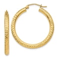 thumbnail image 1 of 14k Yellow Gold Sparkle-Cut 3mm Round Hoop Earrings - 2.2 Grams - Measures 29x29mm, 1 of 3