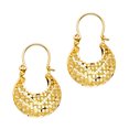 thumbnail image 1 of 14k Yellow Gold Sparkle-Cut Basket Earrings 17x22mm Stud Earring for Women - 2.6 Grams, 1 of 2