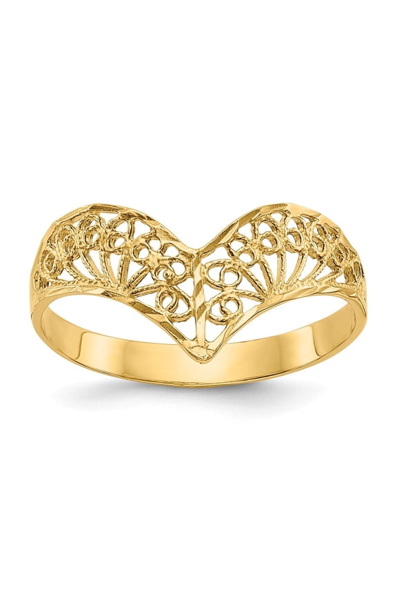 14k Yellow Gold Sparkle-Cut Filigree Ring - 1.5 Grams - Size 7