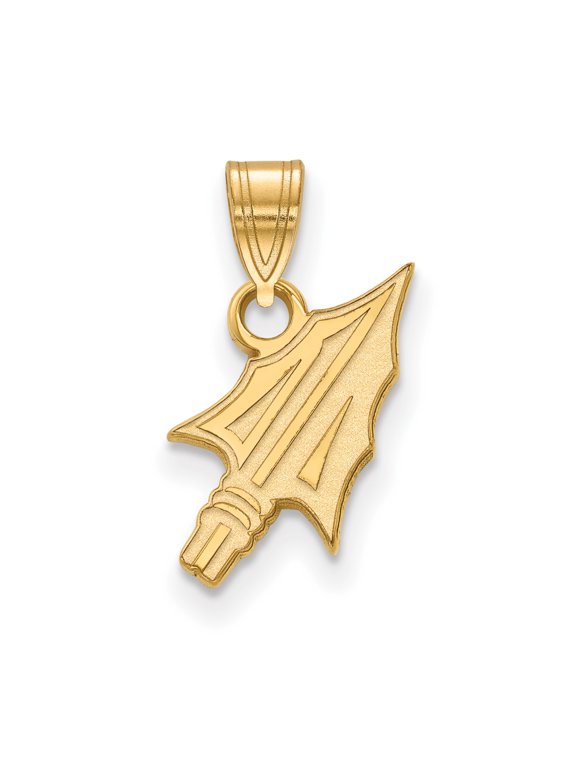 14k Yellow Gold Spearhead Pendant for Men, Tribal Warrior Symbol Charm for Strength and Protection, Masculine Unisex Jewelry for Military or Cultural Necklace Style