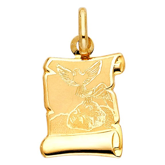 14k Yellow Gold Spirit Dove High Polished Christian Pendant Baptism Charm Jewelry Female Unisex