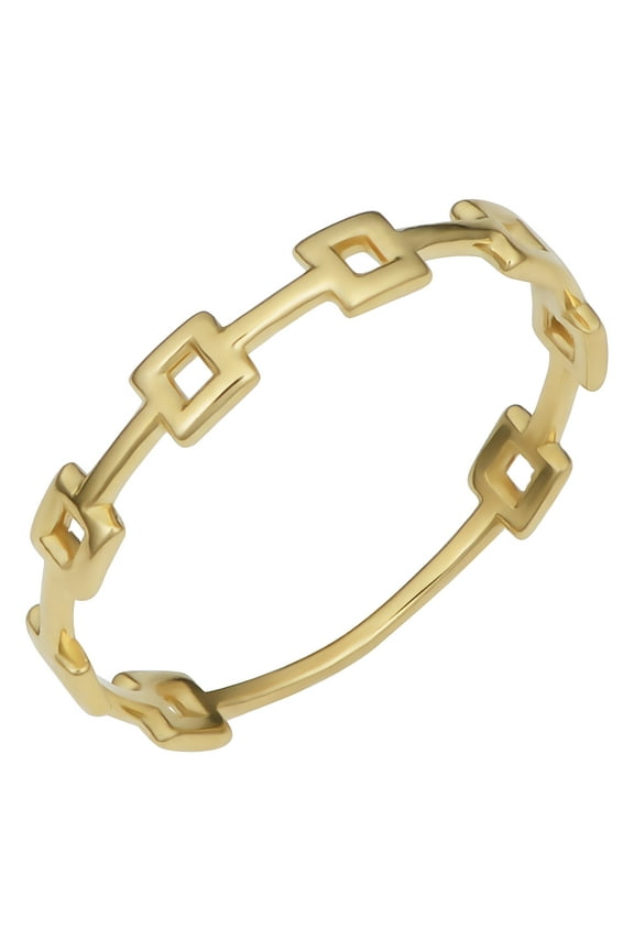 KoolJewelry 14k Yellow Gold Square Cut Outs Ring (size 5) | Minimalist Jewelry for Women