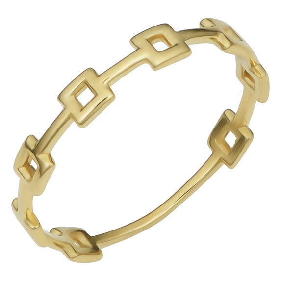 KoolJewelry 14k Yellow Gold Square Cut Outs Ring (size 6) | Minimalist Jewelry for Women
