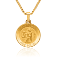 thumbnail image 1 of 14K Solid Yellow Gold Saint Luke Medal Necklace Chain Pendant Charm, 1 of 8