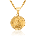 thumbnail image 1 of 14K Solid Yellow Gold Saint Paul Medal Necklace Chain Pendant Charm, 1 of 8