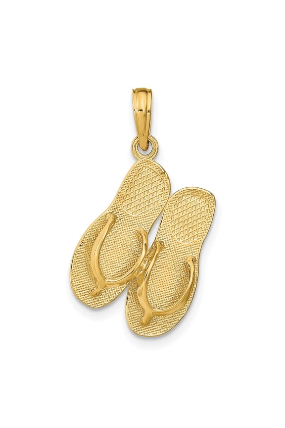 14k Yellow Gold St. Thomas Reversible Flip Flops Pendant Fine Jewelry For Women Gifts For Her
