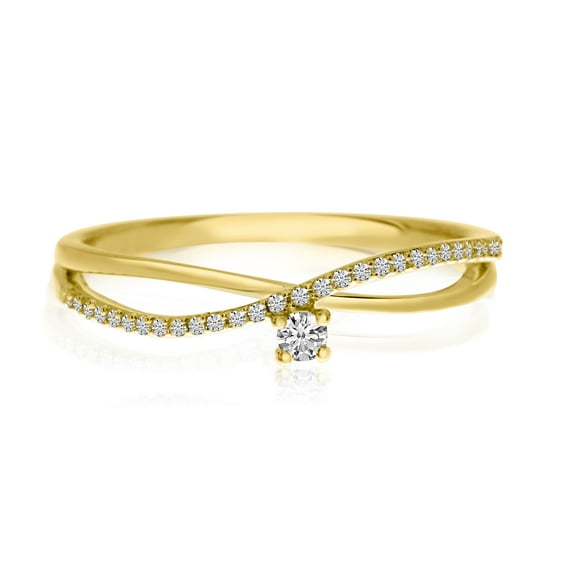 14k Yellow Gold Stackable Diamond Bypass Ring