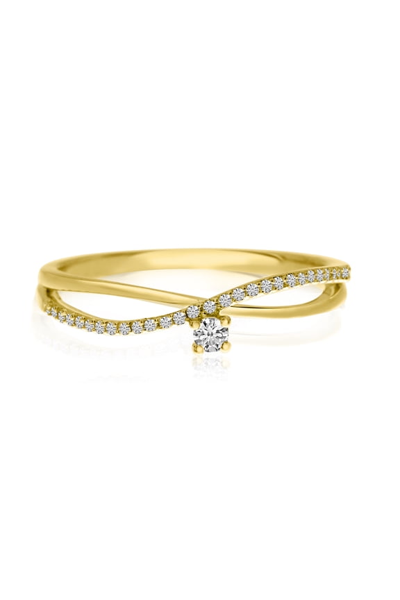 14k Yellow Gold Stackable Diamond Bypass Ring