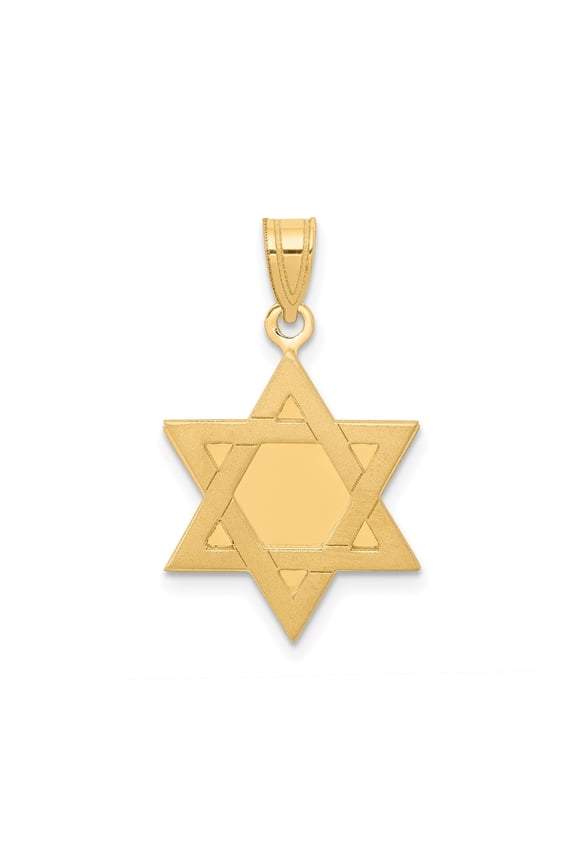 14k Yellow Gold Star of David Pendant Necklace for Men or Women, Six-Pointed Jewish Symbol, Religious Faith Charm, Solid Traditional Spiritual Jewelry