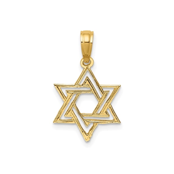 14k Yellow Gold Star of David Pendant with Openwork Design, Jewish Religious Symbol for Women or Unisex Wear, Judaica Faith Jewelry, Cultural Spiritual Identity Necklace Charm