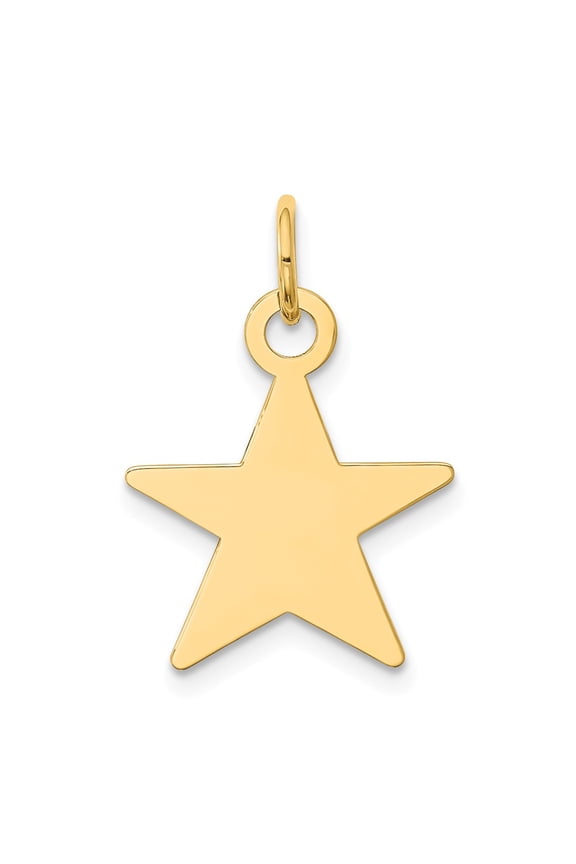 14k Yellow Gold Star Disc Charm Pendant