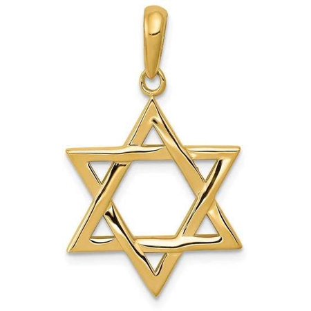 14k Yellow Gold Star Of David Pendant K544