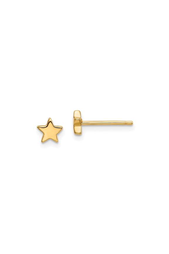 14k Yellow Gold Star Stud Earrings for Women, Polished Five-Point Celestial Design, Minimalist Dainty Everyday Jewelry, Lightweight Modern Style
