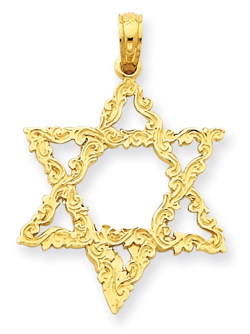 14k Yellow Gold Star of David Pendant Charm