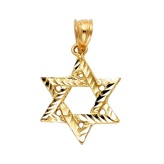 14k Yellow Gold Star of David Pendant - Height 15 MM Width 14 MM