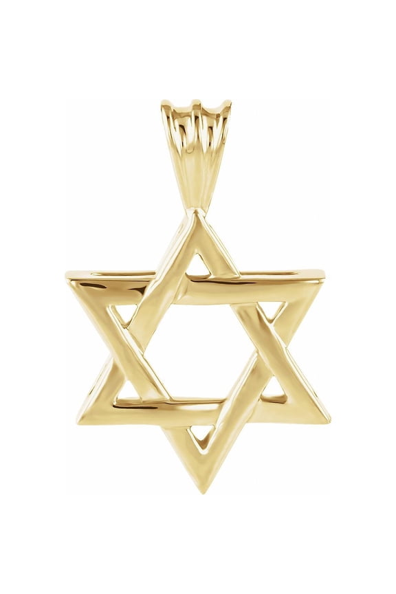 14k Yellow Gold Star of David Religious Jewish Judaica Pendant Fine Jewelry for Women Gifts for Her (22.5x15.3mm)