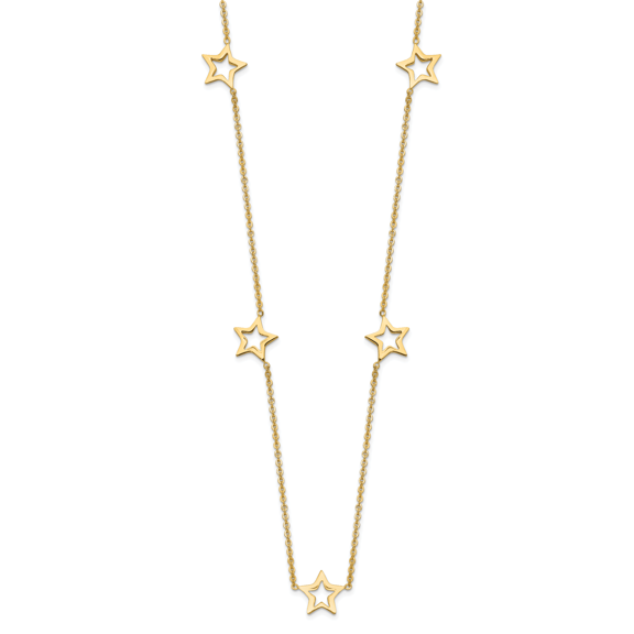14k Yellow Gold Star with 2-in Extension Station Women's Necklace