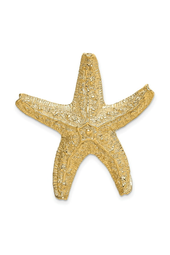 14k Yellow Gold Starfish Pendant Necklace, Textured Nautical Jewelry for Women or Unisex Wear, Ocean Marine Life Symbol, Coastal Style Sealife Charm for Beach and Sea Lovers