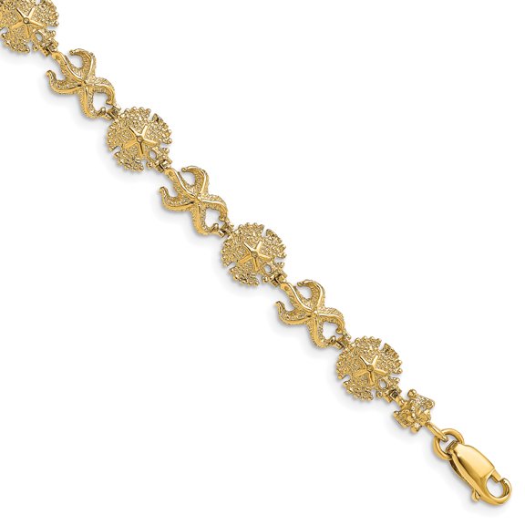 14k Yellow Gold Starfish & Sand Dolloar Bracelet