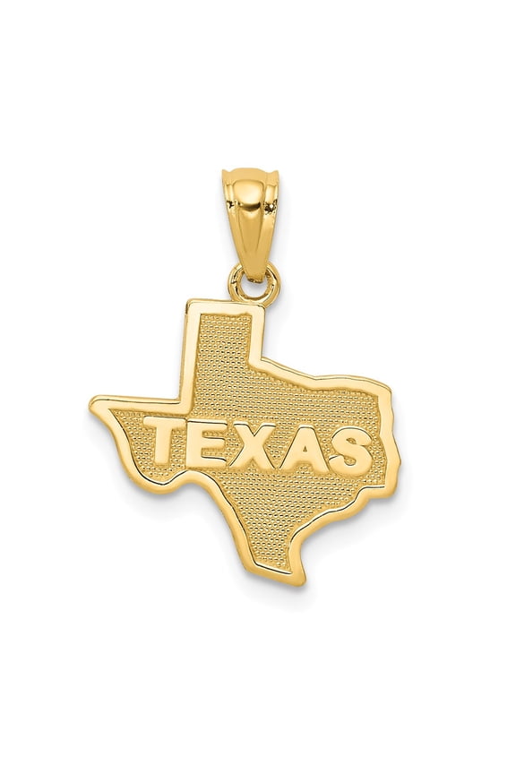 14k Yellow Gold State of TEXAS Map Pendant Charm