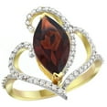 thumbnail image 1 of 14k Yellow Gold Stone Garnet Ring Marquise 14x7mm Diamond Accents, size 9.5, 1 of 3